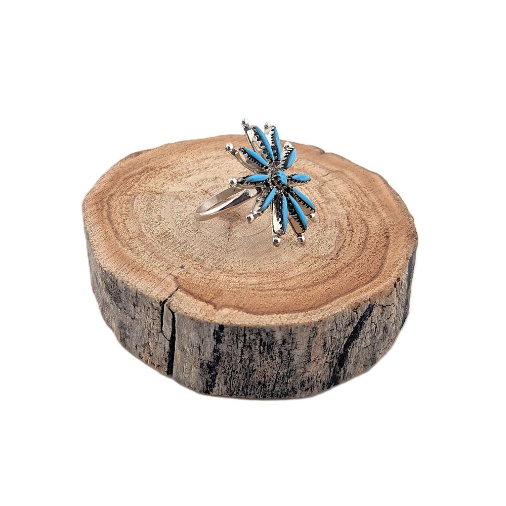 Zuni Ring Turquoise Cluster Spur OG Native‎ American Handmade Jewelry 6.75 * - Picture 3 of 10